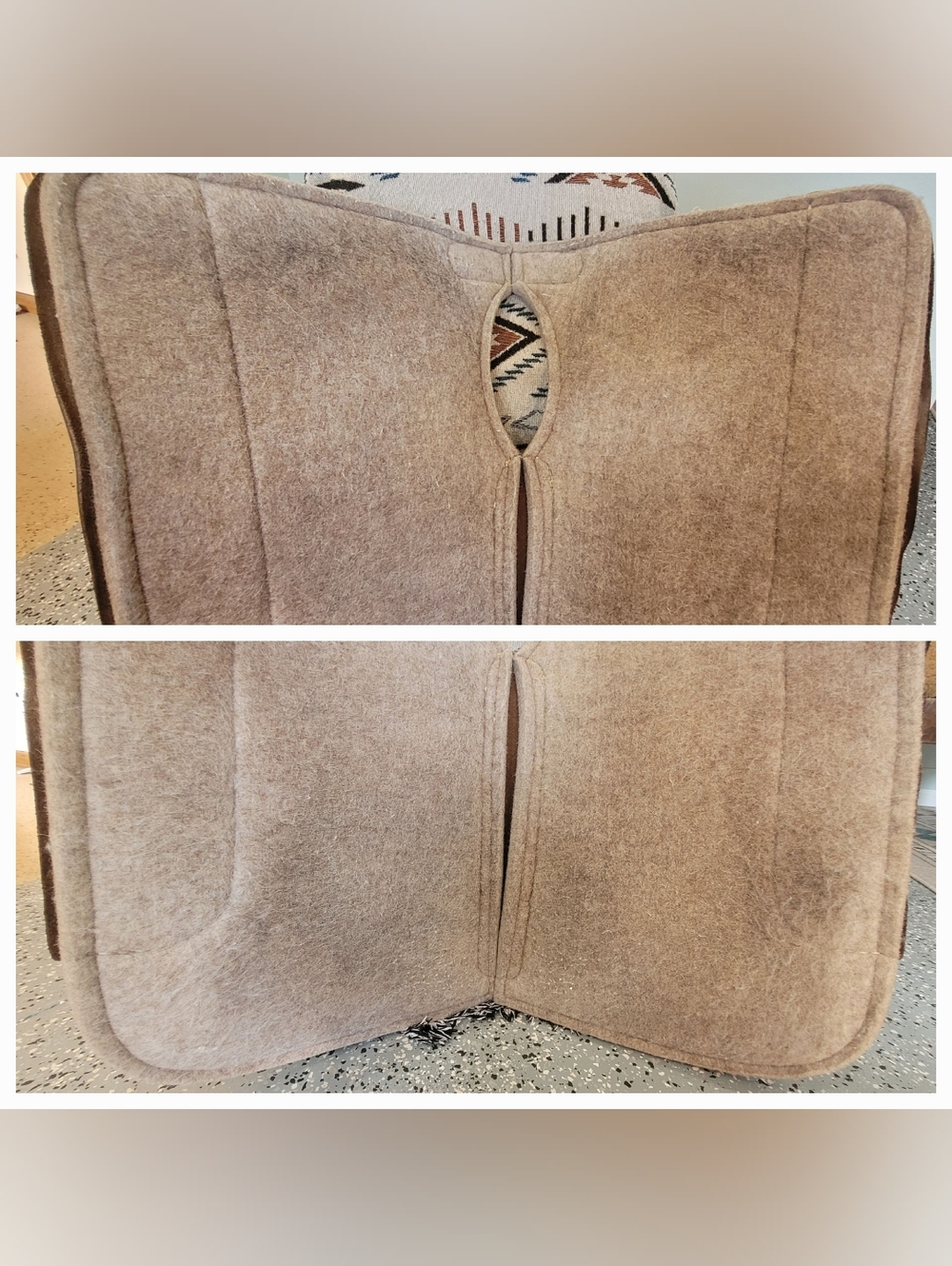 CLASSIC EQUINE Zone Series Brown Wool Western Saddle Pad, 28x30, 3/4" Thick - Picture 14 of 15